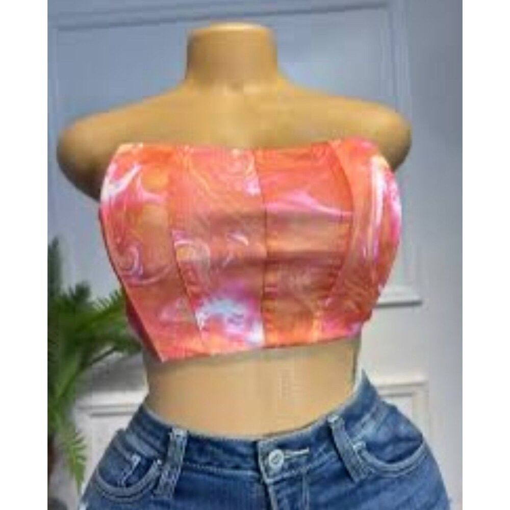 Shein Neon Orange And Pink Crop Top
